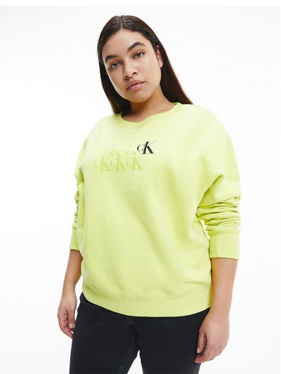 Calvin Klein Ruhák HU264788 | Calvin Klein Cropped Organic Cotton Logo Női Pulóver Világos Zöld